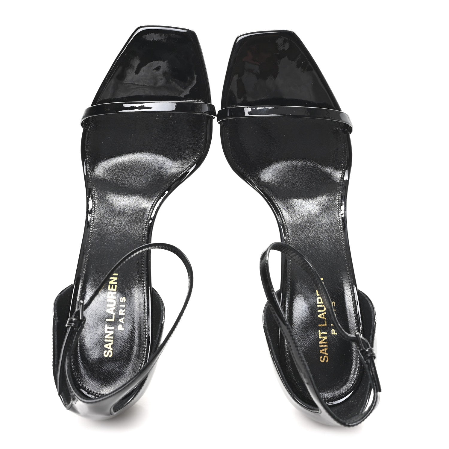 Saint Laurent Patent Calfskin Opyum 110 Sandals 41 Black Gold 2 of 9