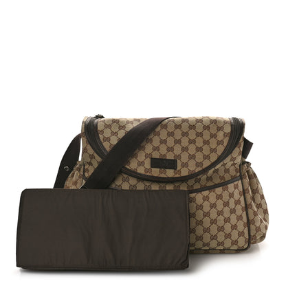 Gucci Monogram Natural Pigskin Large Diaper Bag Beige Ebony Cocoa Dark Chocolate 1 of 10