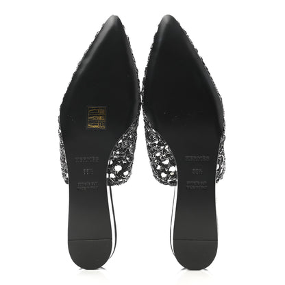 Hermes Silk Toscane Tressee Astrologie Print Mules 38.5 Black White 5 of 8