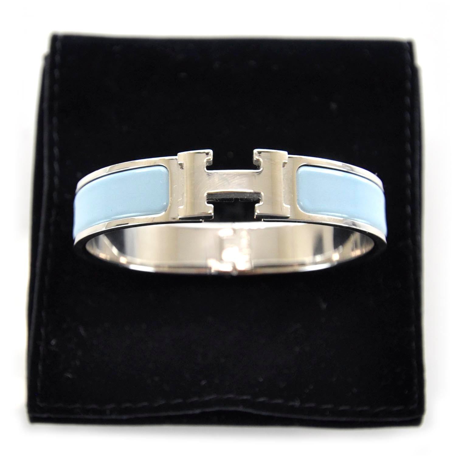 Hermes Narrow Enamel Clic Clac H Bracelet PM Bleu 1 of 8