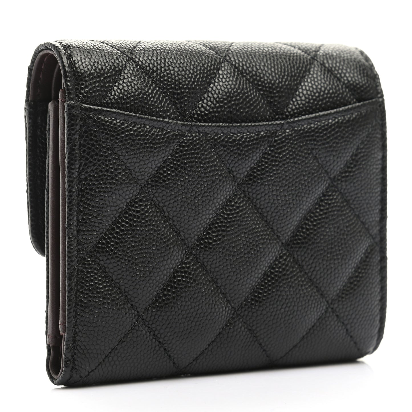 Caviar Quilted Small Flap Wallet Black