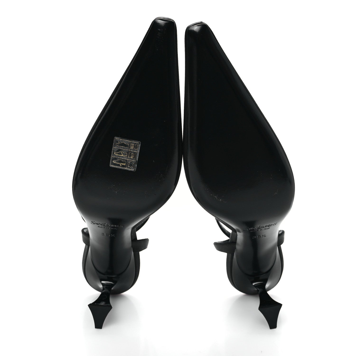 Saint Laurent Satin Crepe Aimee 75 Slingback Pumps 35.5 Black 6 of 10