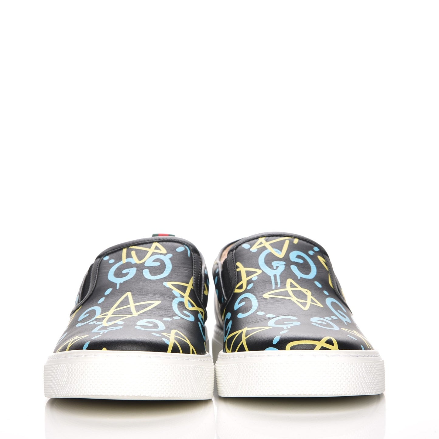 Calfskin GucciGhost Print Mens Dublin Slip On Sneakers 41 Black New Acquamarine