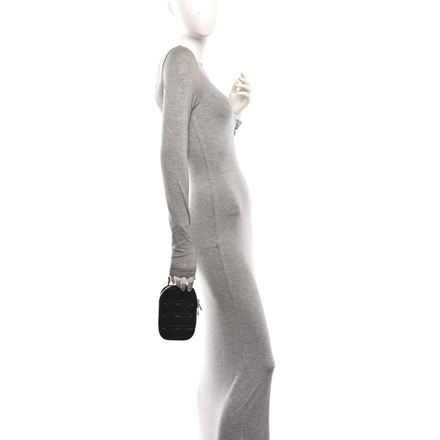 Lambskin Cannage Lady Dior Phone Holder Black