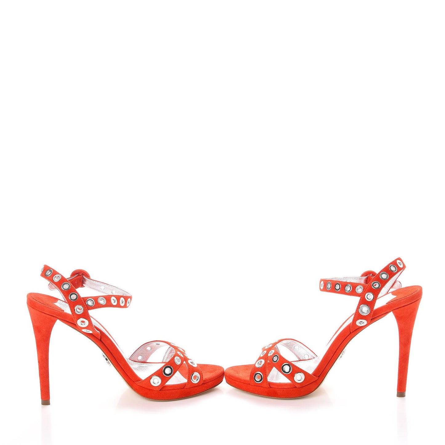 Suede Grommet Sandals 38.5 Red