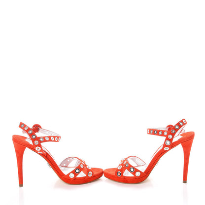 Prada Suede Grommet Sandals 38.5 Red 5 of 10