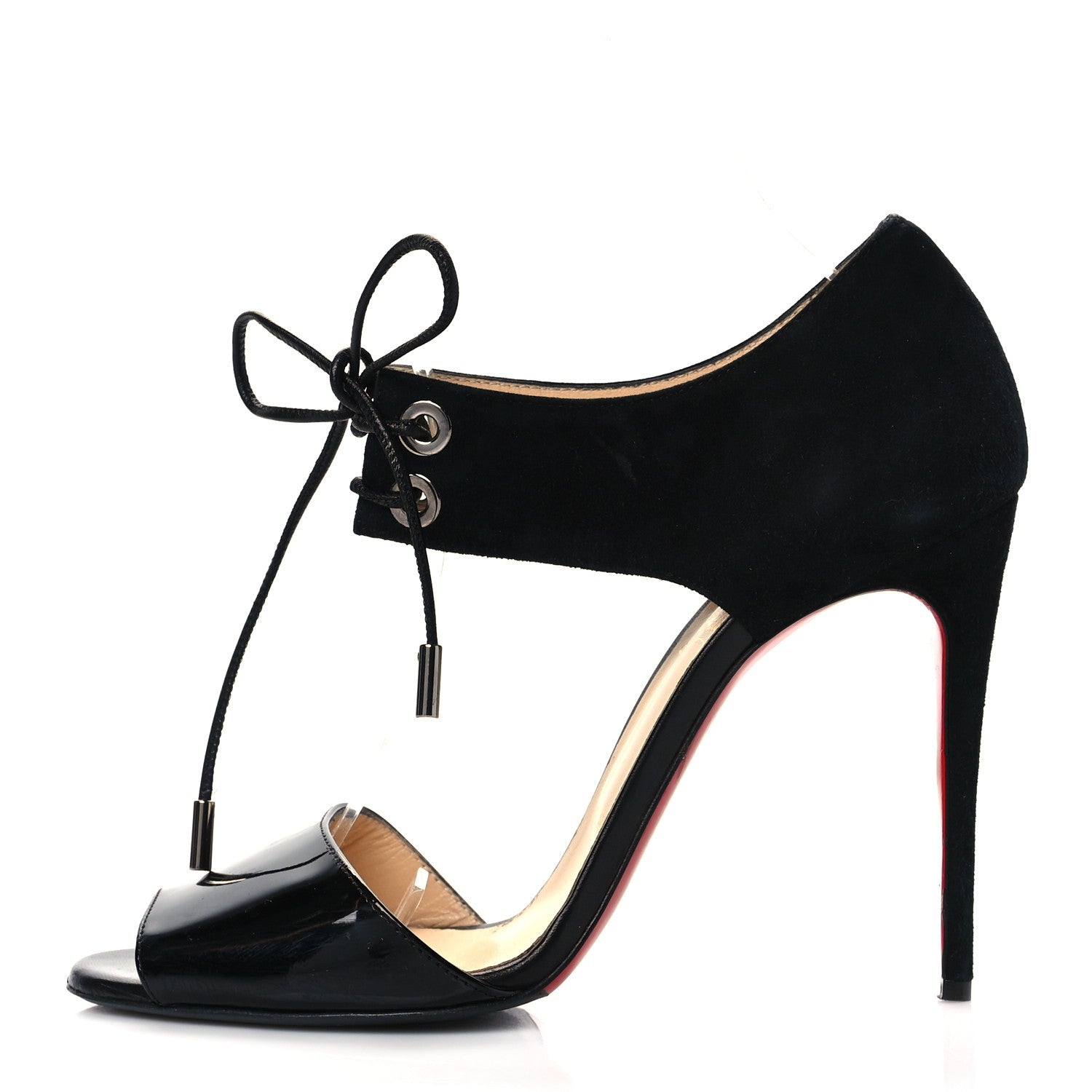 Christian Louboutin Patent Suede Mayerling 100 Sandals 38 Black 1 of 8