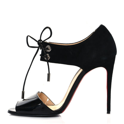 Christian Louboutin Patent Suede Mayerling 100 Sandals 38 Black 1 of 8