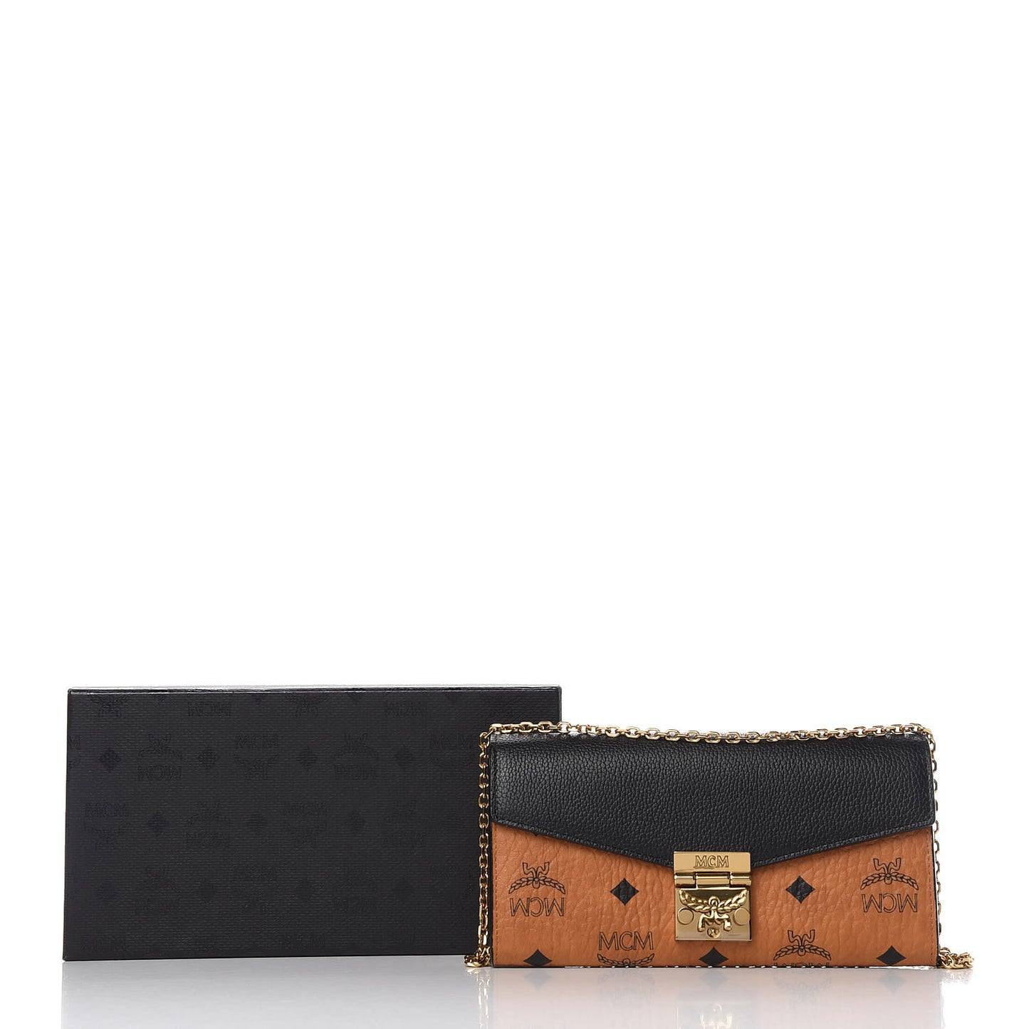 Visetos Large Patricia Wallet On Chain Cognac Black