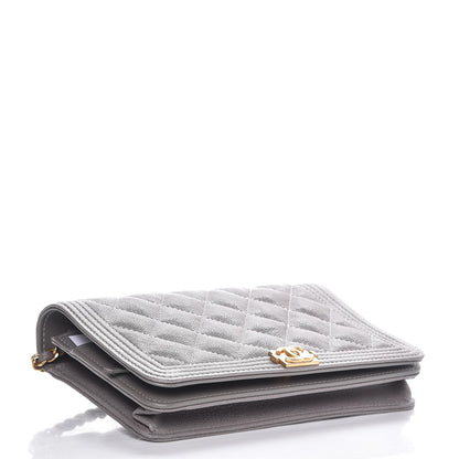 Chanel Caviar Quilted Boy Wallet On Chain WOC Grey 4 of 10