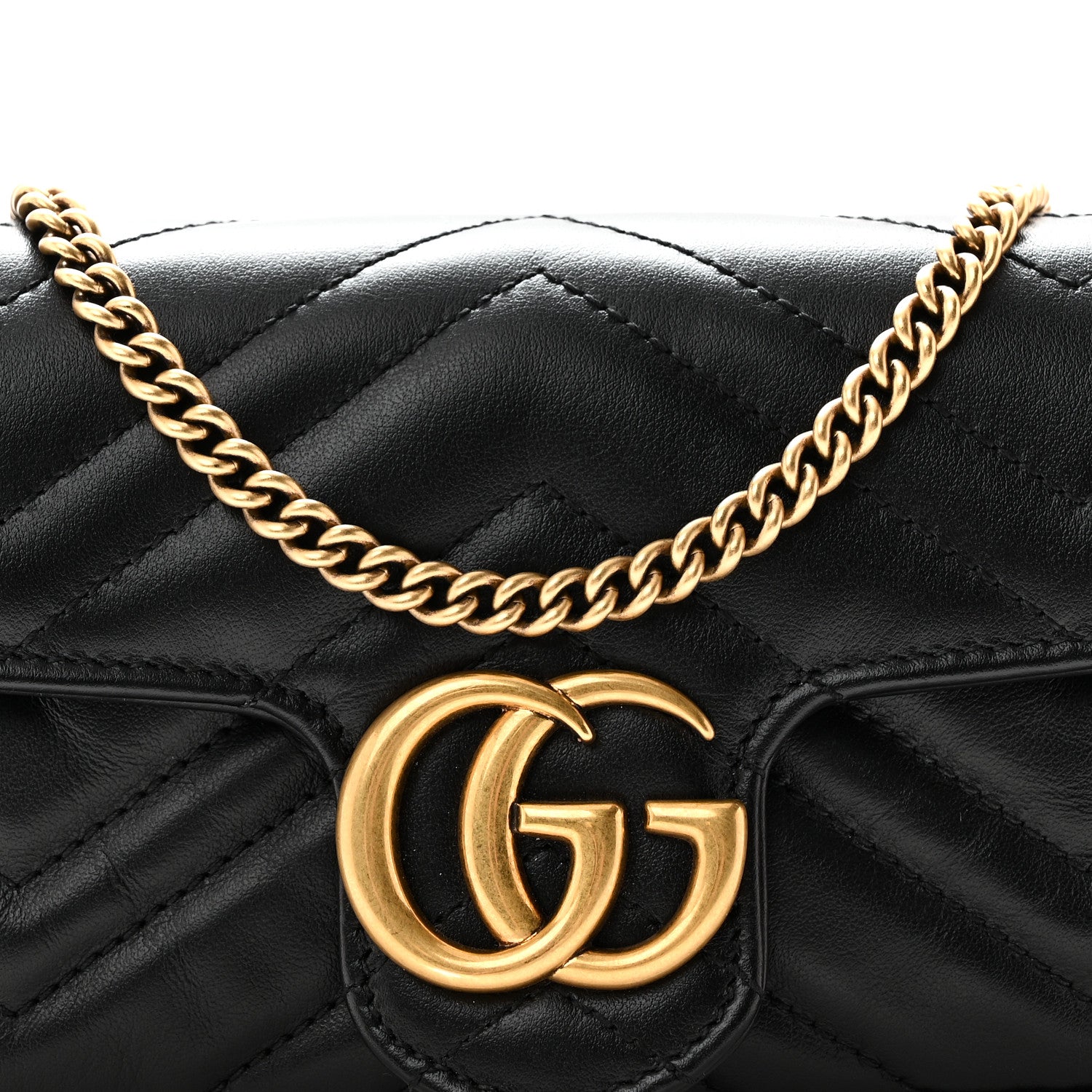 Gucci Calfskin Matelasse Super Mini GG Marmont Shoulder Bag Black 8 of 10