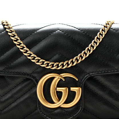 Gucci Calfskin Matelasse Super Mini GG Marmont Shoulder Bag Black 8 of 10