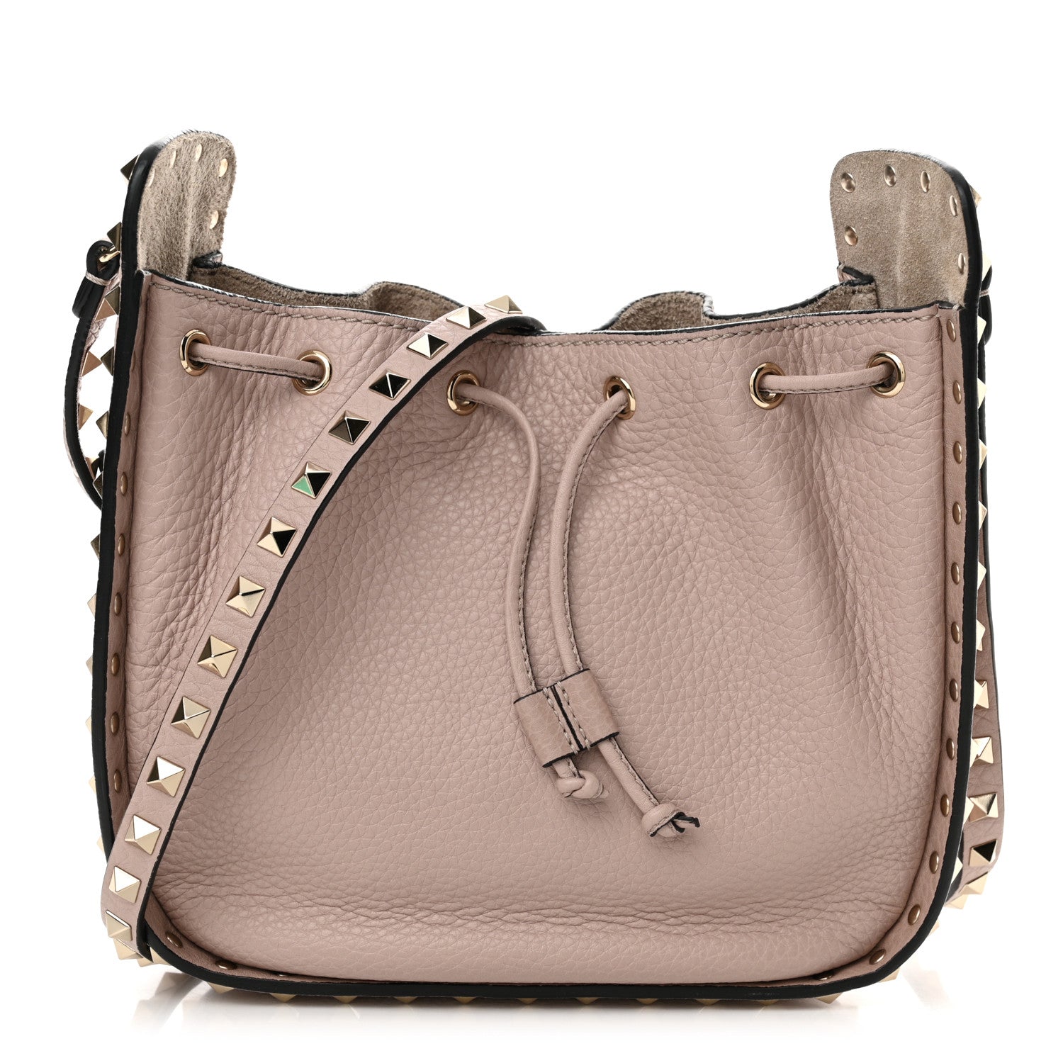 Valentino Garavani Grained Calfskin Rockstud Bucket Bag Poudre 1 of 9