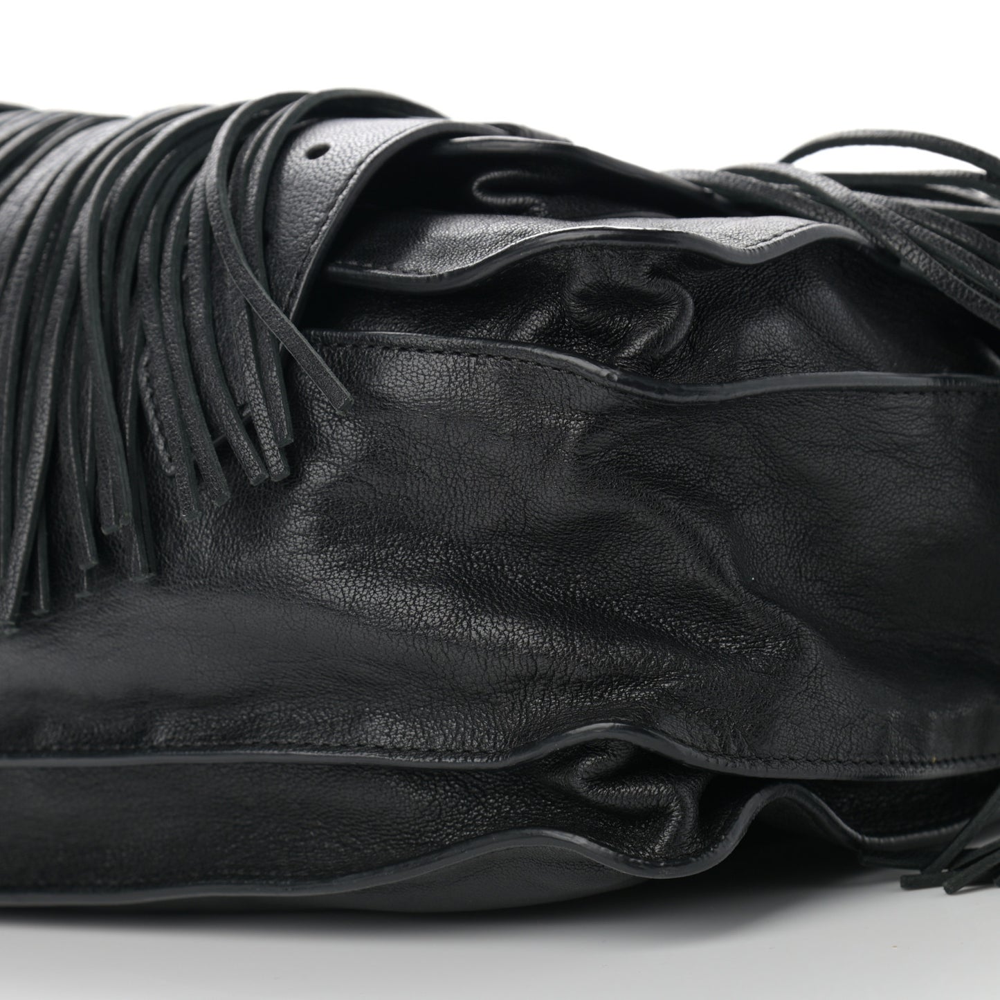 Lambskin Tiny Fringe Lux PS1 Satchel Black