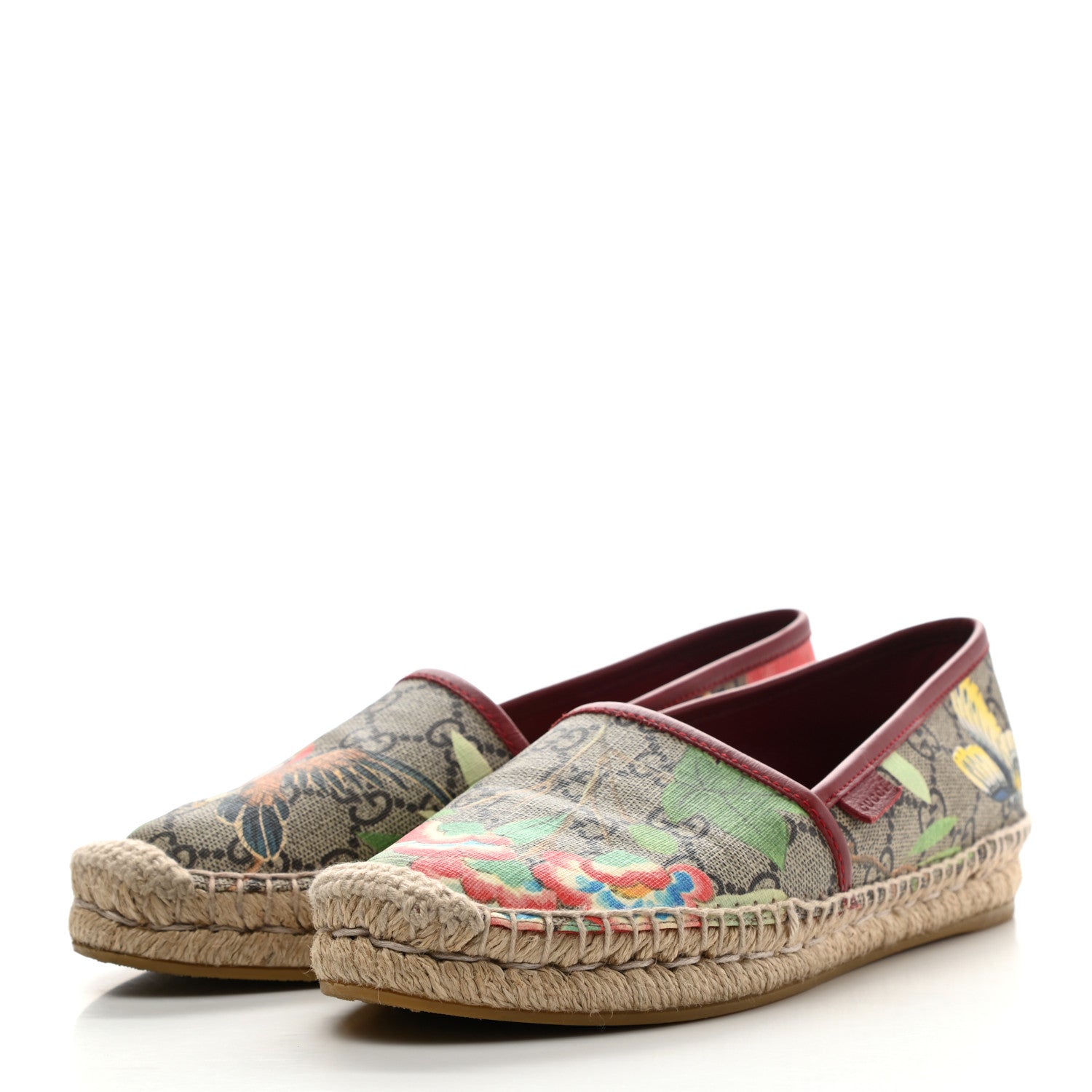 Gucci GG Supreme Monogram Tian Womens Espadrilles 35 Beige Multicolor Red 3 of 9