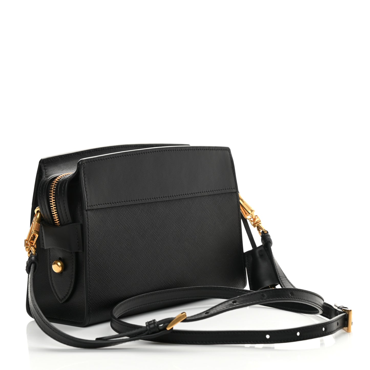 Saffiano Soft Calfskin Bandoliera Bag Black