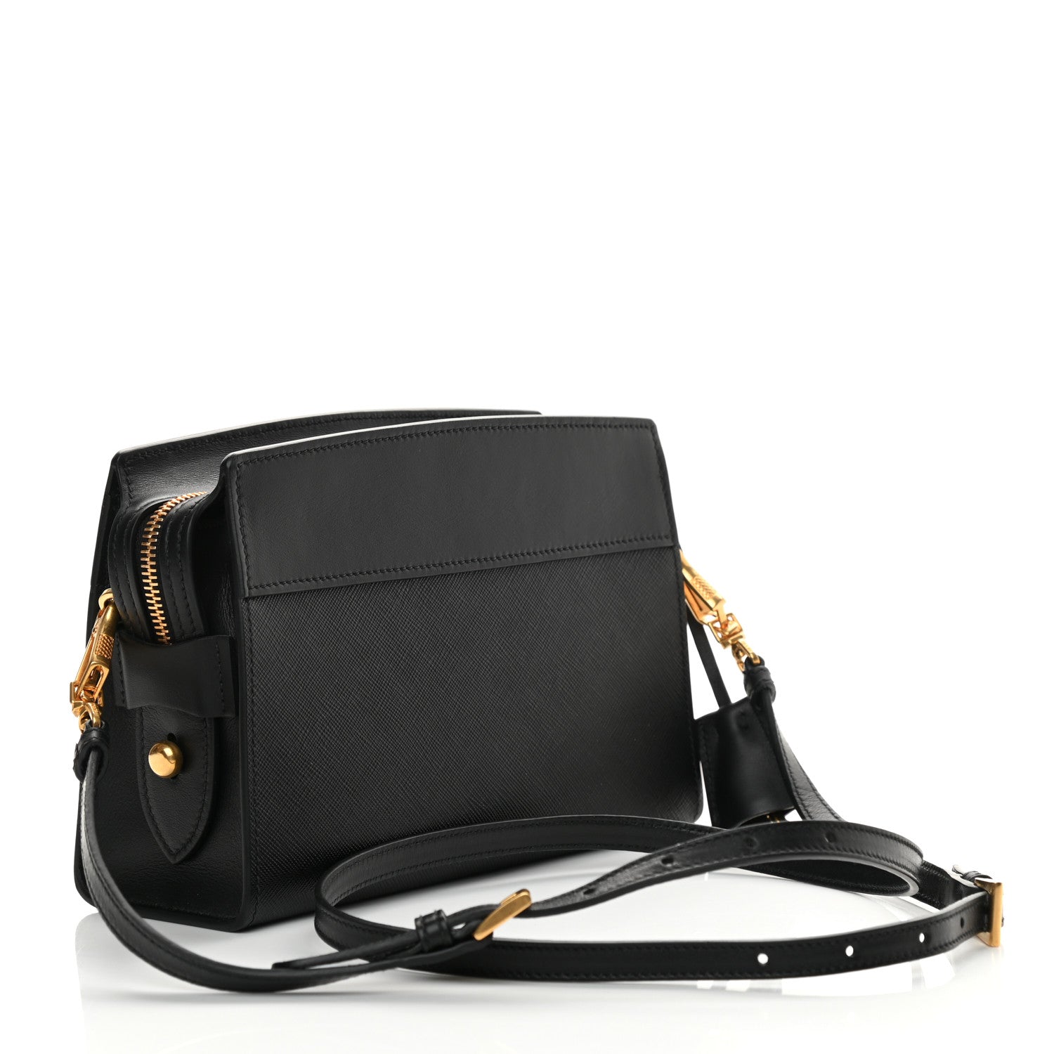 Prada Saffiano Soft Calfskin Bandoliera Bag Black 3 of 11