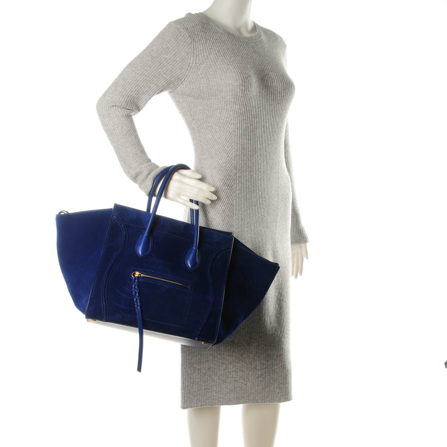 Celine Suede Medium Phantom Luggage Royal Blue 2 of 15
