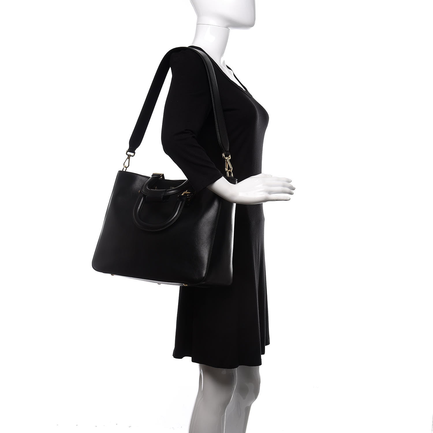 Fendi Vitello Glacier Medium FF Tote Black 3 of 10