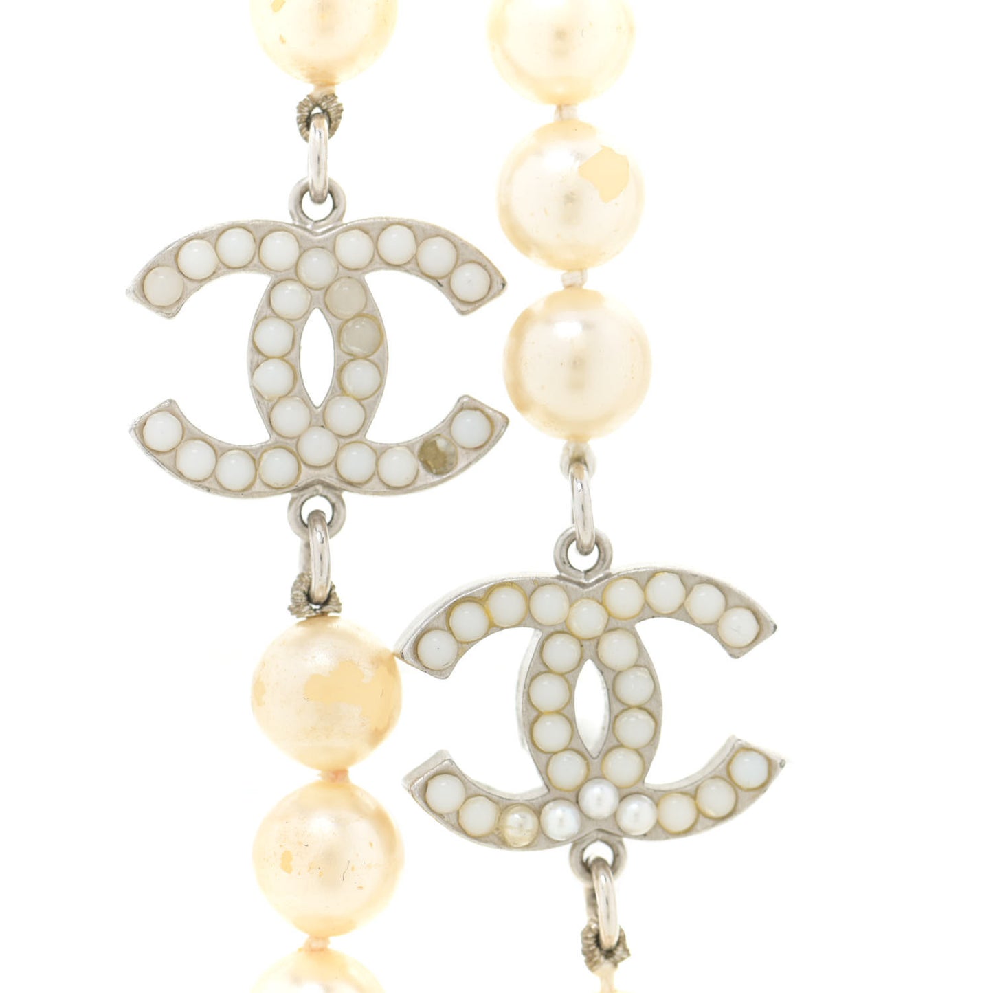 Pearl CC Long Necklace Light Gold