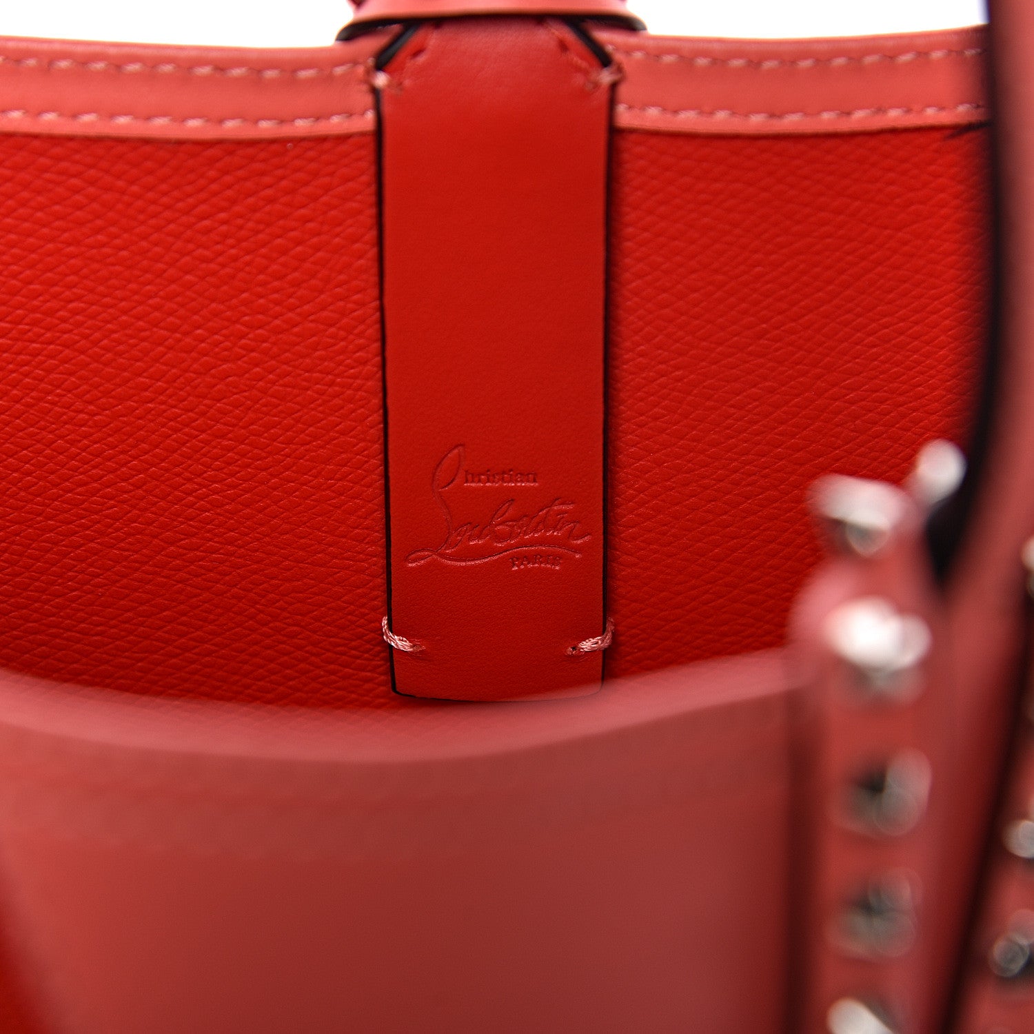 Christian Louboutin Calfskin PVC Love Spikes East West Cabata Tote Red 9 of 12
