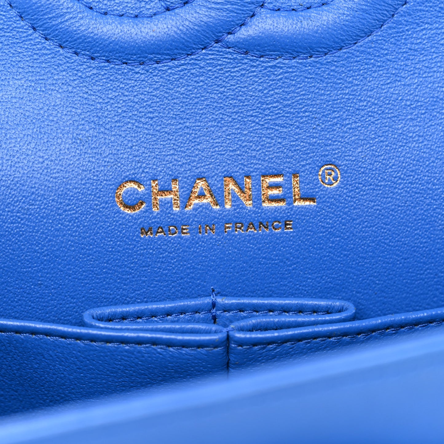 Lambskin Quilted Medium Double Flap Blue