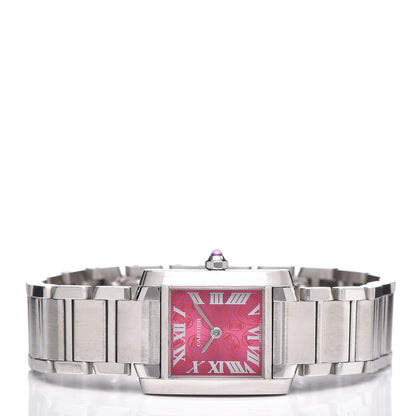 Cartier Stainless Steel 20mm Tank Francaise Quartz Watch Raspberry 3 of 6