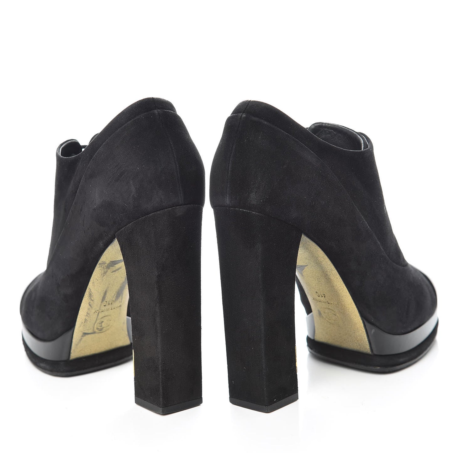 Suede Cap Toe Lace Up Booties 41 Black