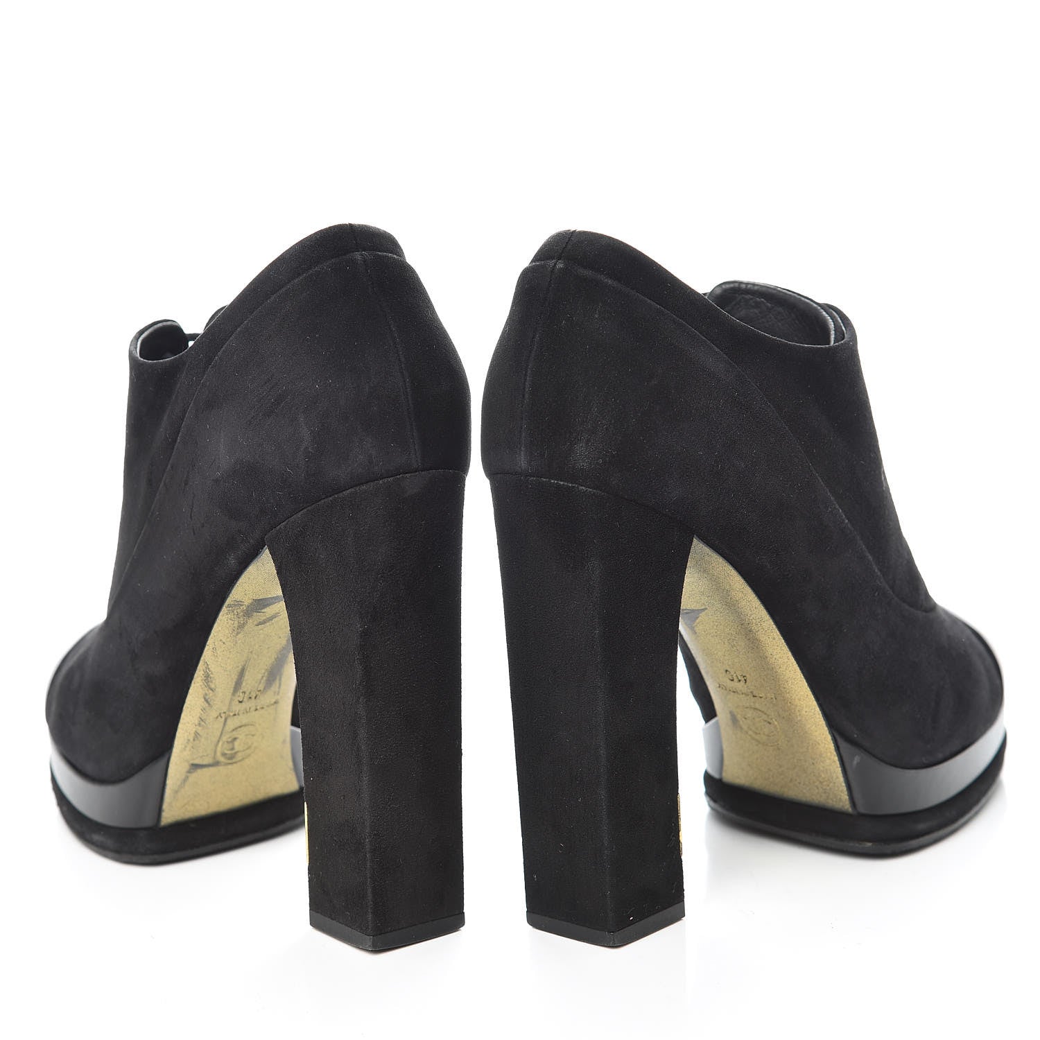 Chanel Suede Cap Toe Lace Up Booties 41 Black 5 of 16