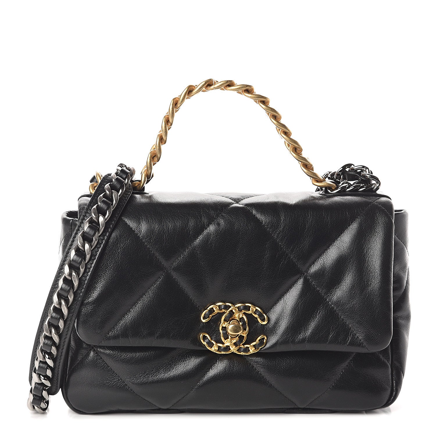 Chanel Goatskin Quilted Medium 19 Flap Black 1 of 9