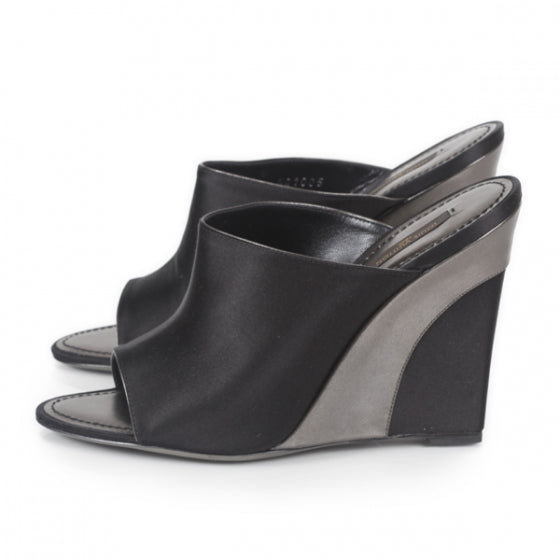 Louis Vuitton Satin Wedges 39 Black 2 of 10