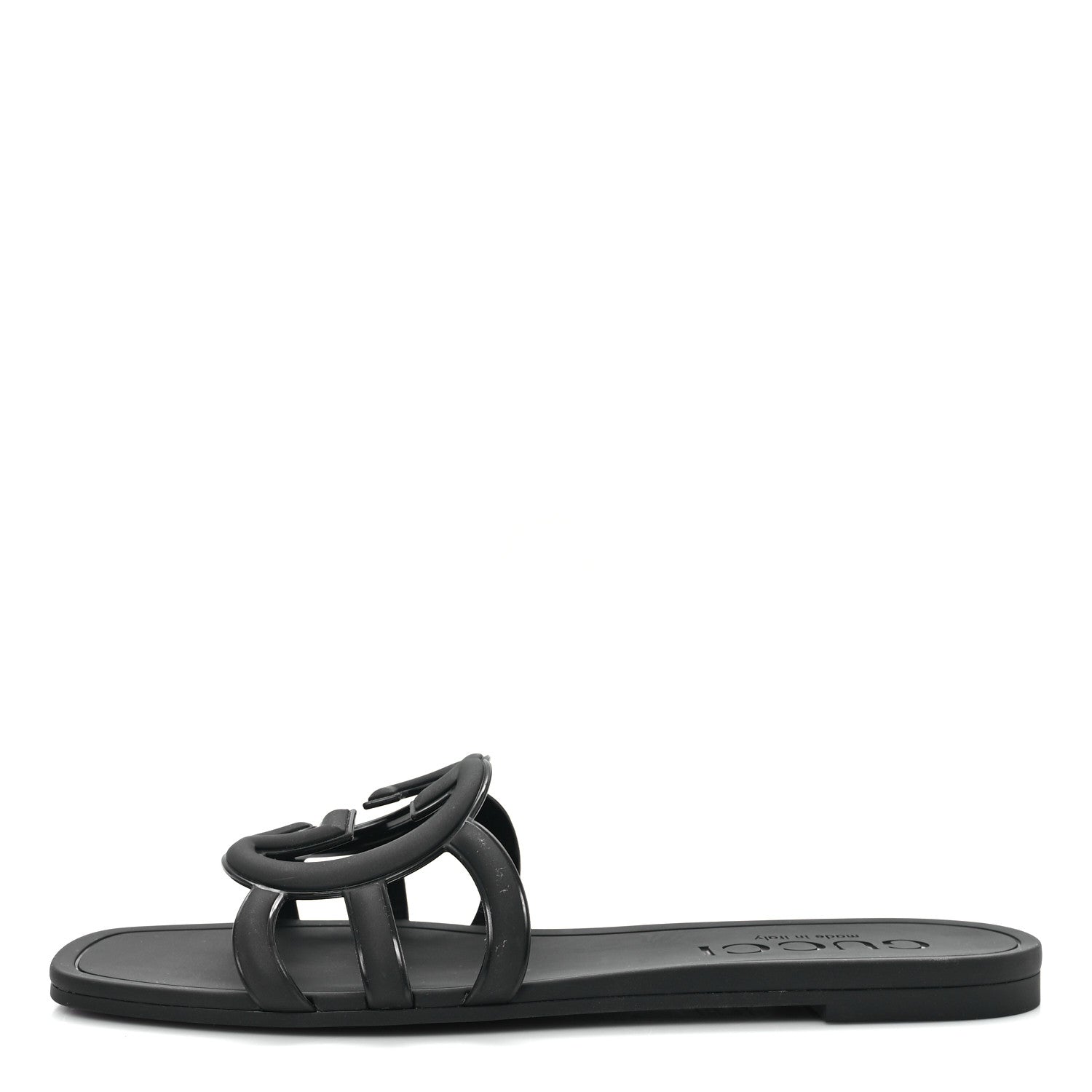 Gucci Rubber Womens Interlocking G Slide Sandals  39 Black 1 of 10