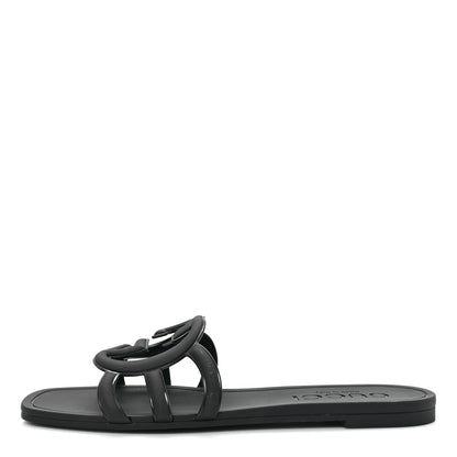 Gucci Rubber Womens Interlocking G Slide Sandals  39 Black 1 of 10