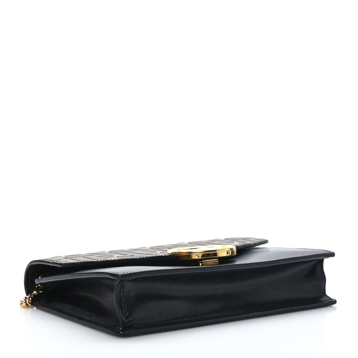 Vitello Cruise F is Fendi Bi-Color FF 1974 Embossed Medium Envelope Wallet On Chain Black Maya
