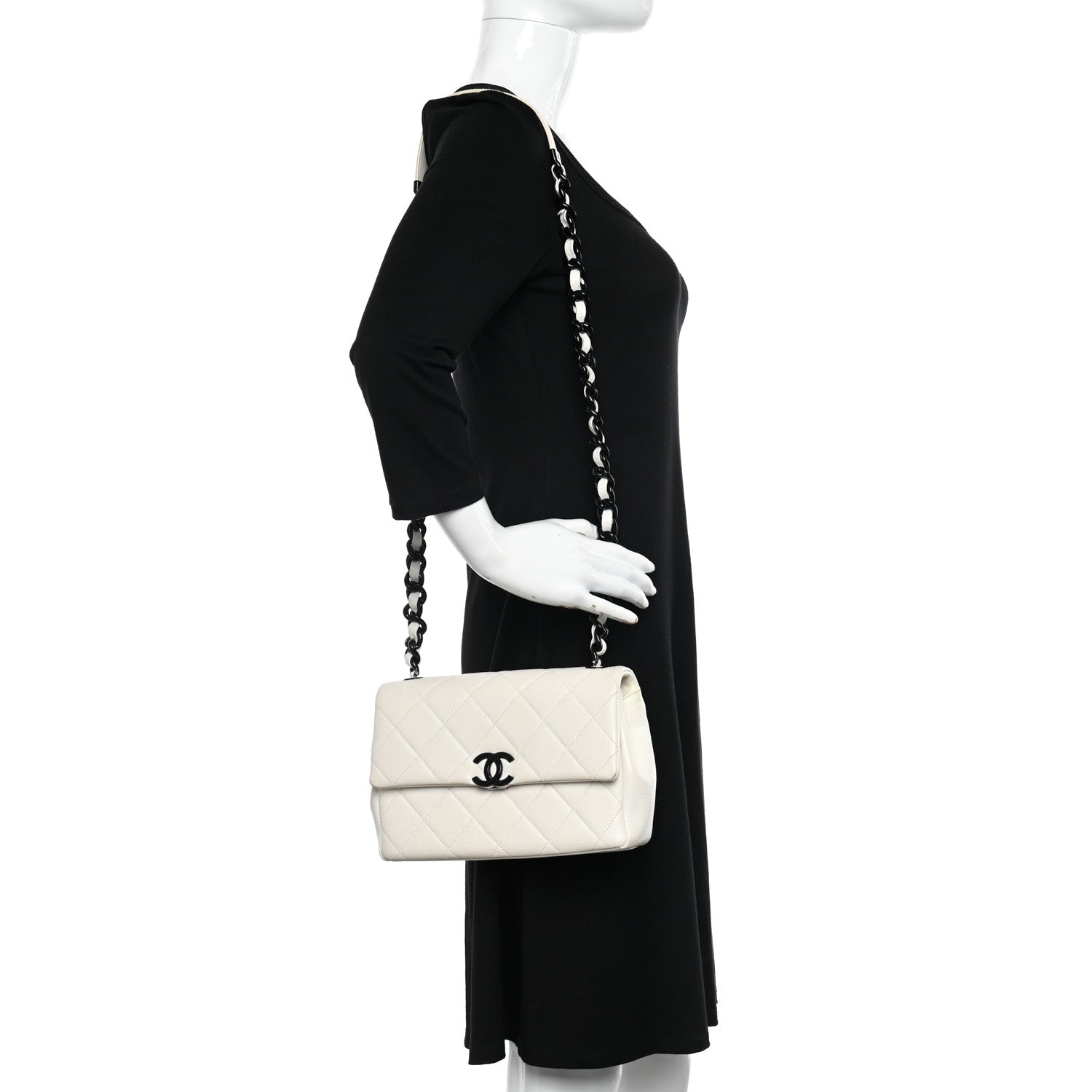 Chanel Caviar Quilted My Everything Flap White Black 2 of 13