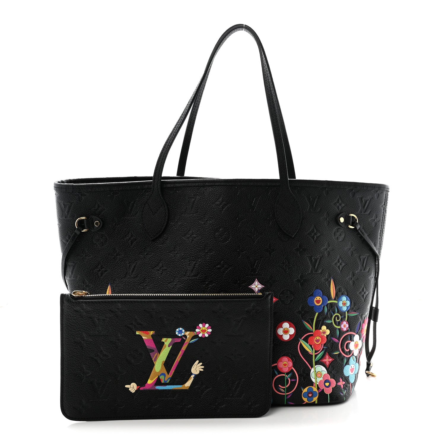 Louis Vuitton LV X TM Empreinte Flowers Neverfull MM Black 2 of 9