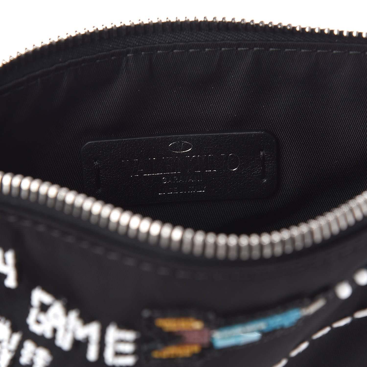 Valentino Garavani Nylon Embroidered Arcade Wristlet Pouch Black 6 of 6