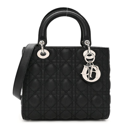 Christian Dior Grained Calfskin Cannage Medium Lady Dior Black 1 of 8