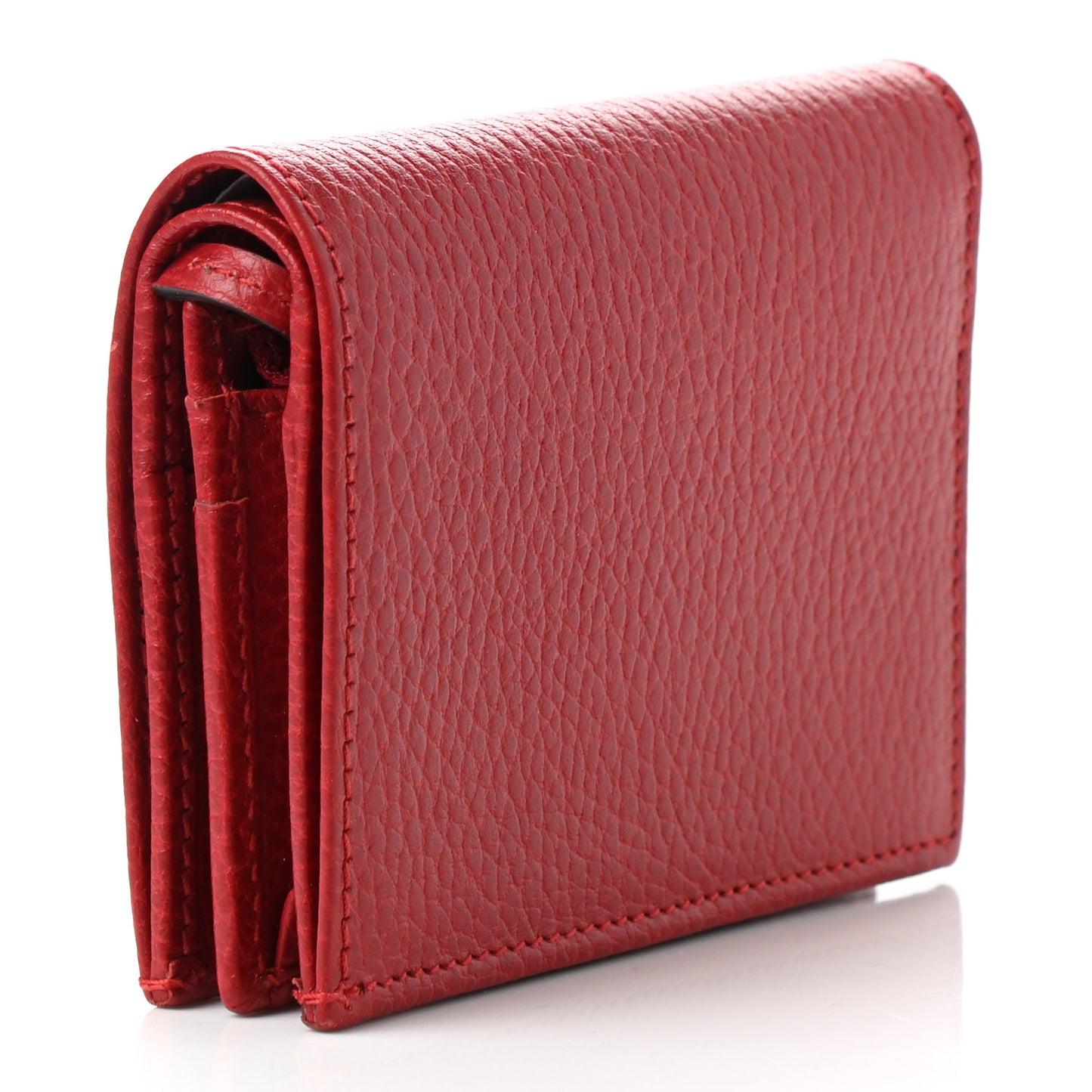 Pebbled Calfskin GG Marmont Card Case Hibiscus Red