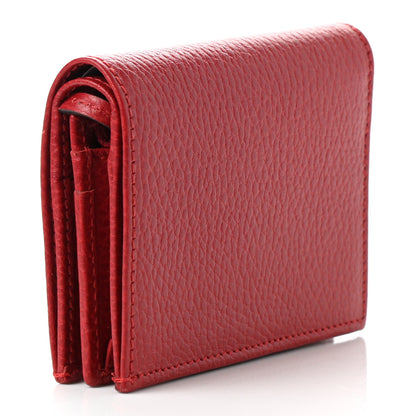 Gucci Pebbled Calfskin GG Marmont Card Case Hibiscus Red 3 of 8