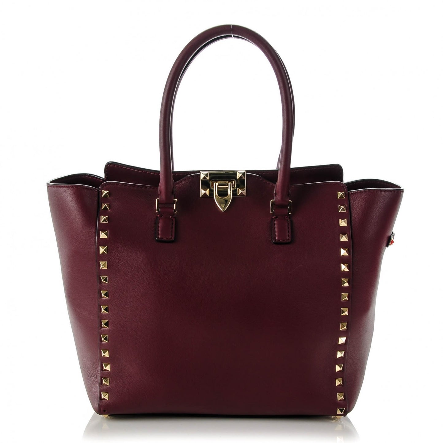Vitello Rockstud Double Handle Tote Rubin