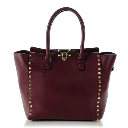 Valentino Garavani Vitello Rockstud Double Handle Tote Rubin 1 of 10