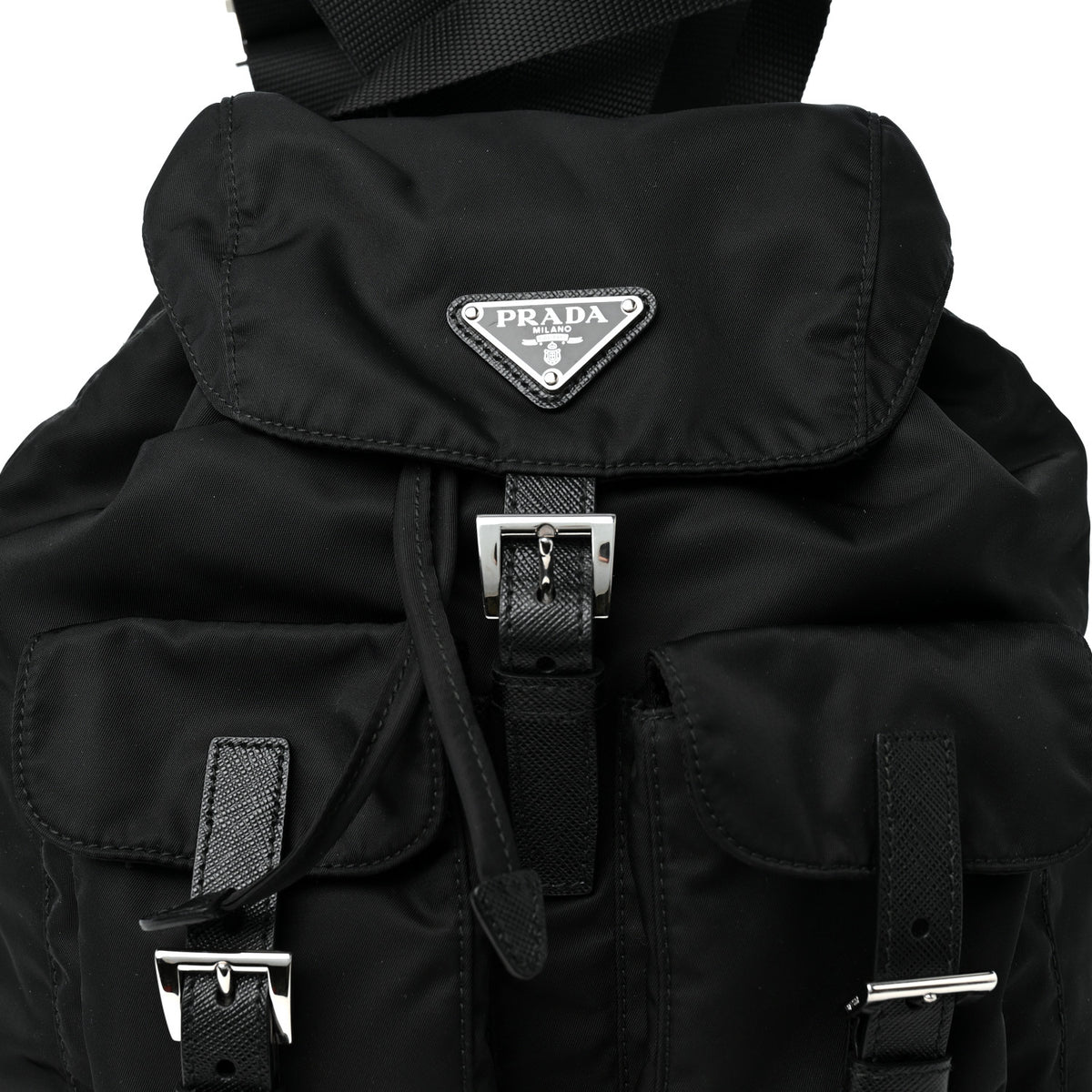 Re-Nylon Vela Saffiano Small Backpack Black