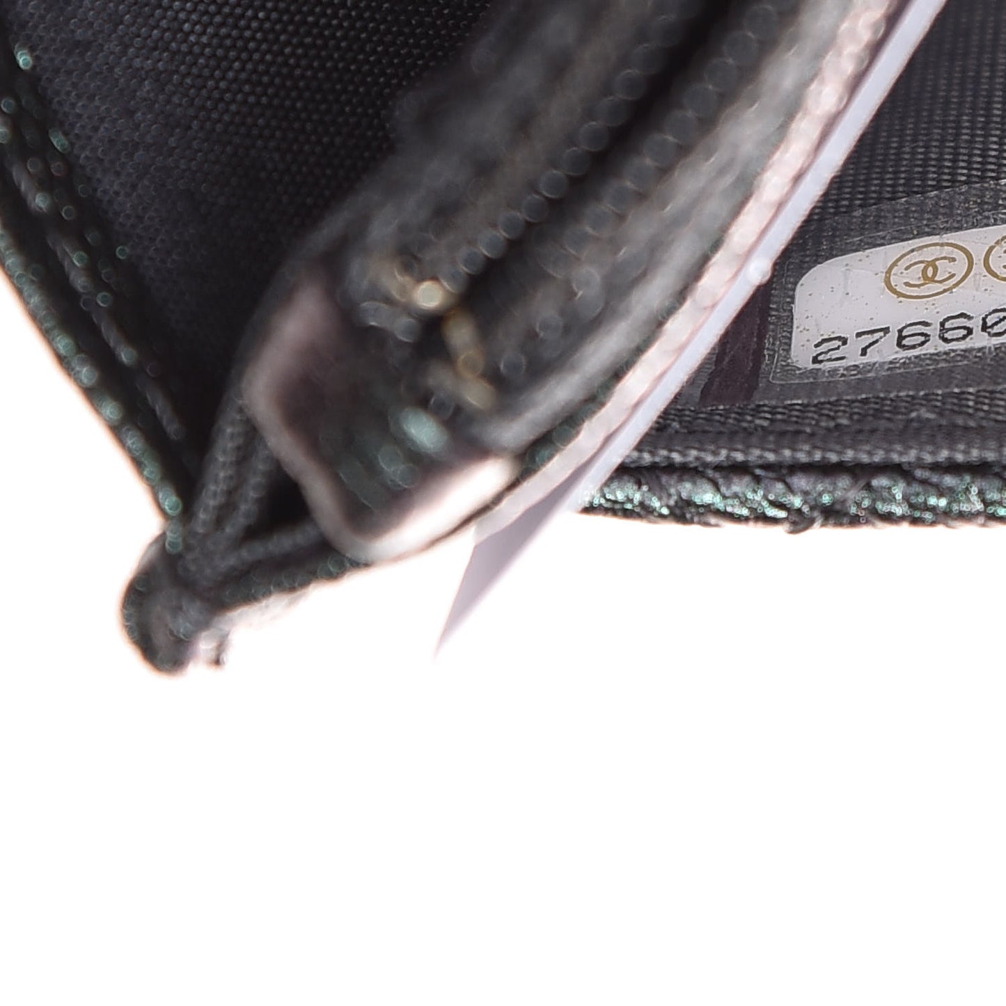 Iridescent Caviar Quilted Wallet On Chain WOC Black