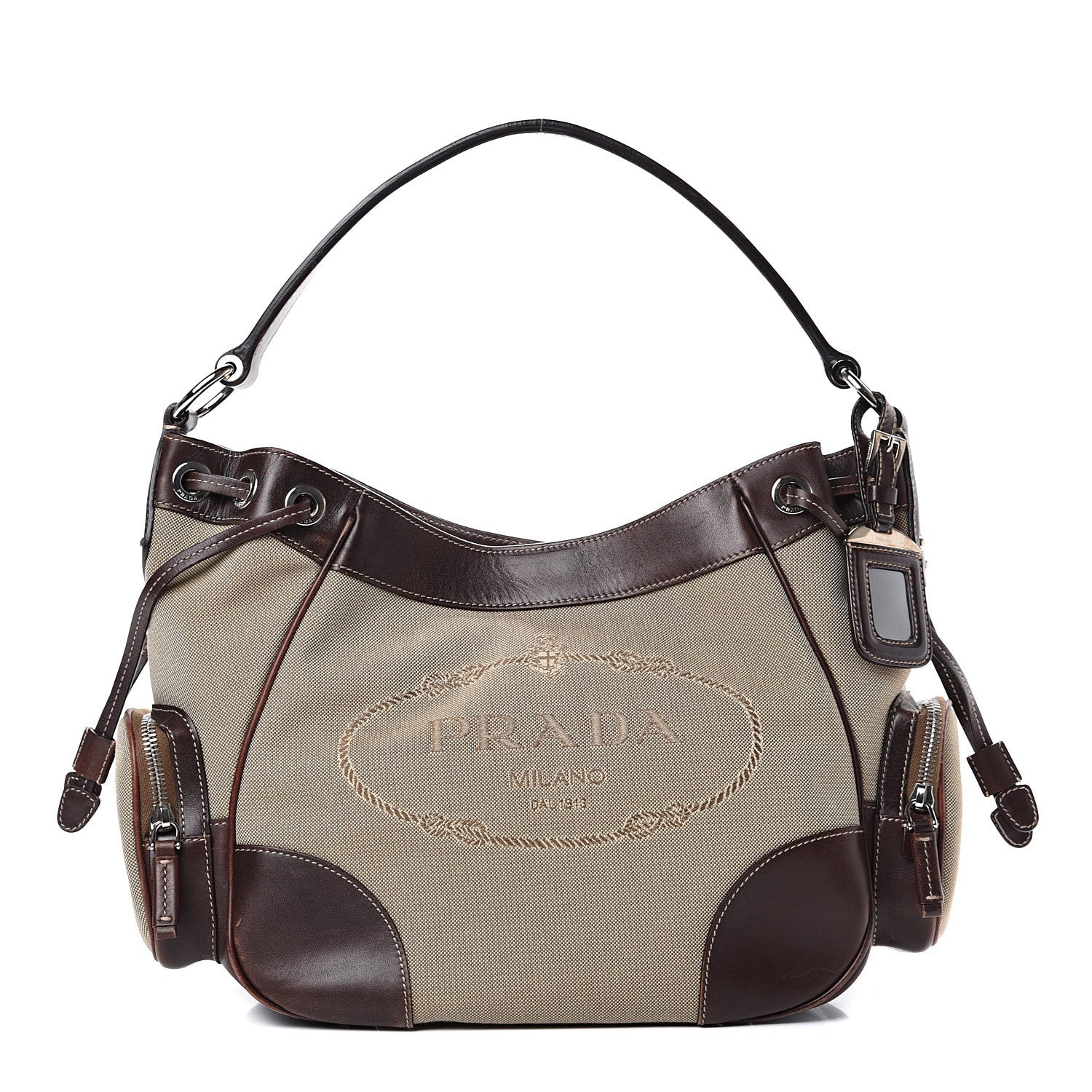 Prada Jacquard Logo Hobo Corda Bruciato 1 of 18