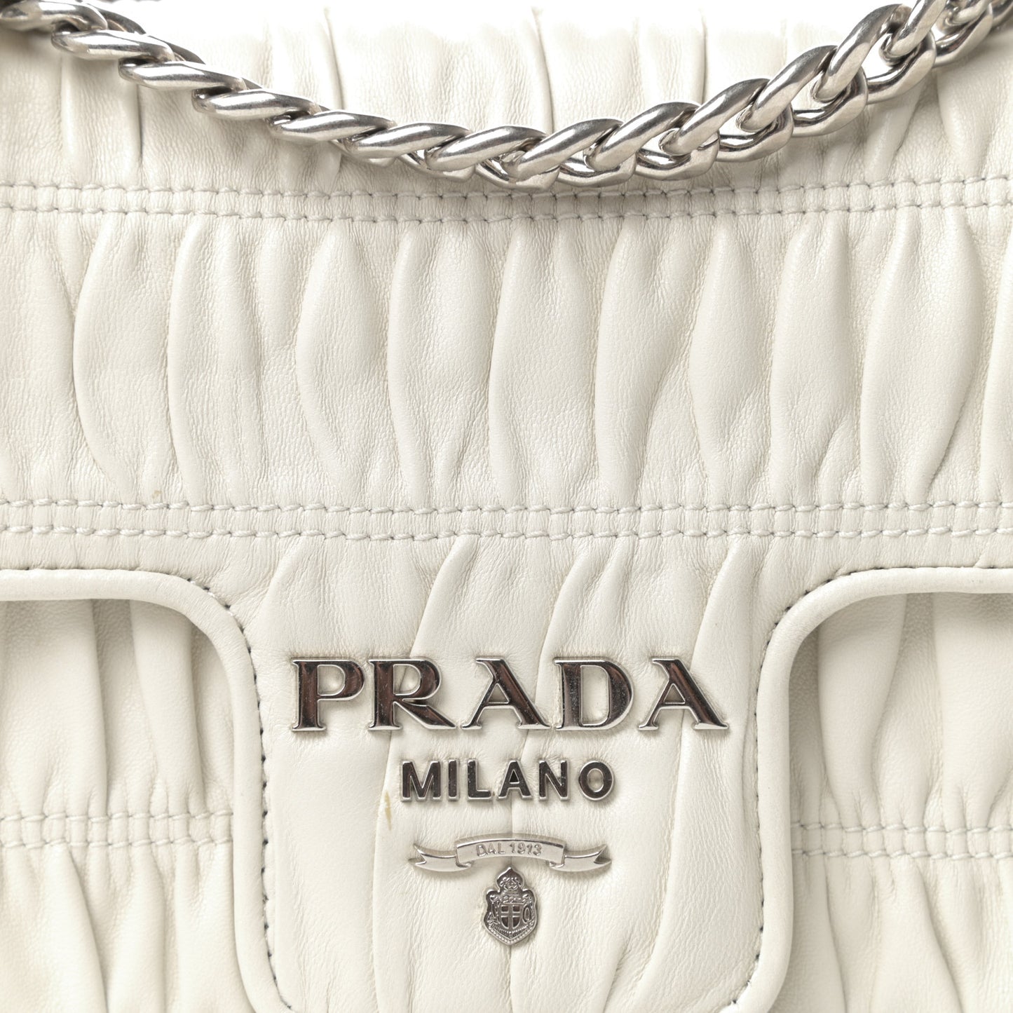 Nappa Gaufre Small Chain Flap Shoulder Bag White