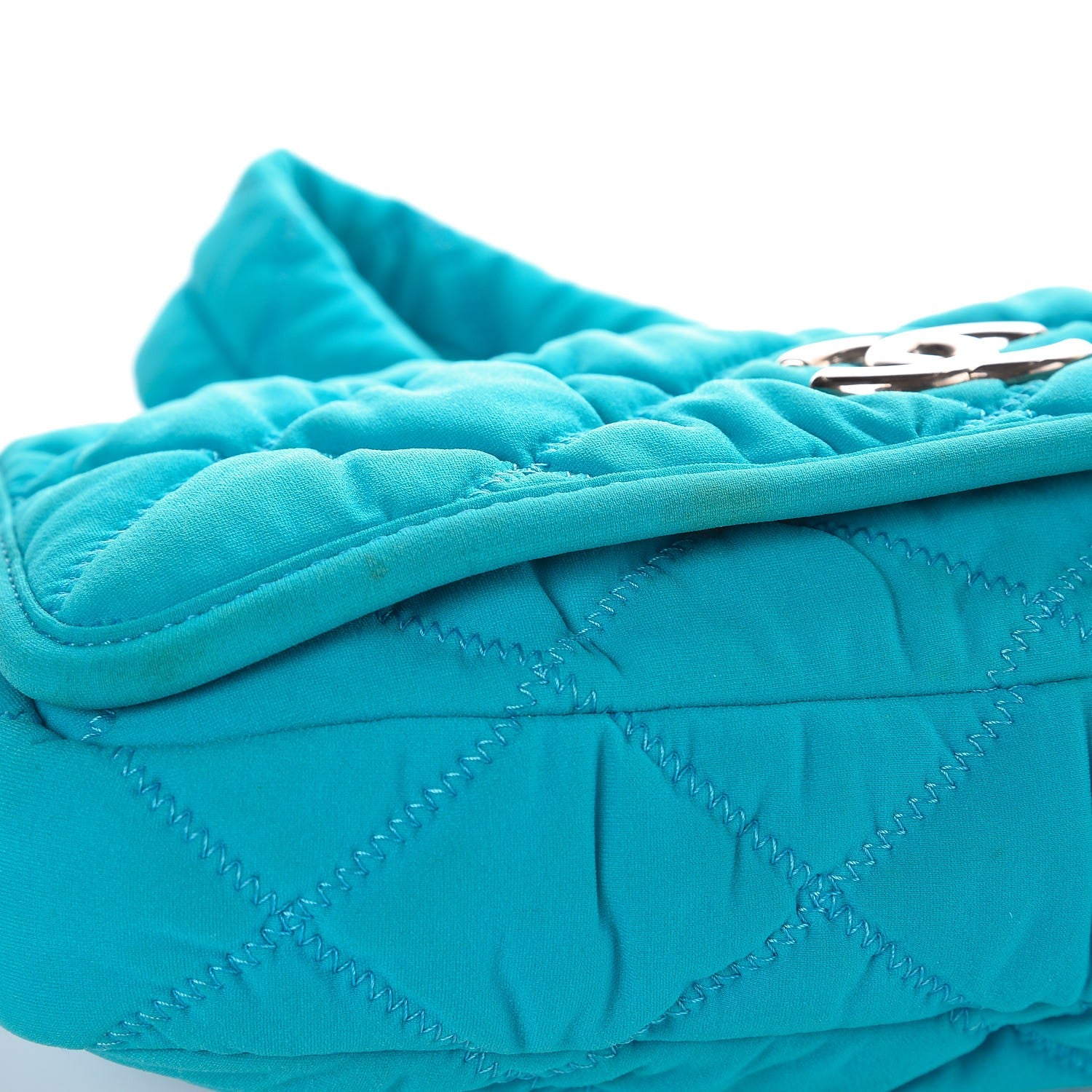 Chanel Nylon Bubble Quilt Medium Flap Turquoise 8 of 10