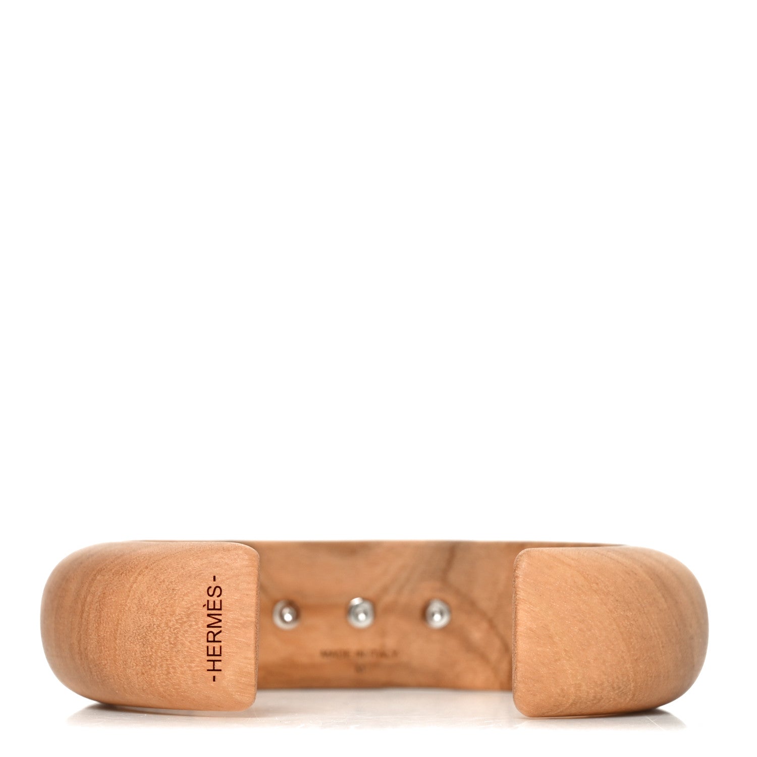 Hermes Olive Wood Medor Cuff Bracelet M 3 of 4