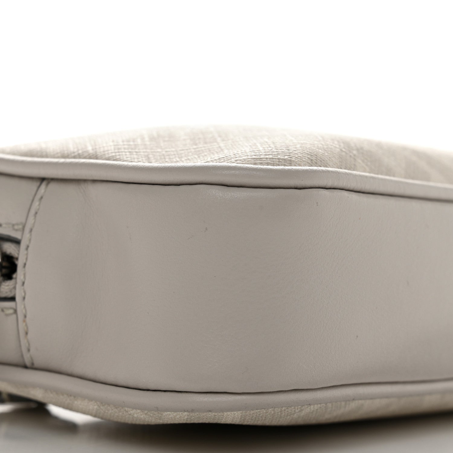 Fendi Shiny Glazed Fabric Vitello Cover FF 1974 Logo Small Camera Case Perla Ghiaia 10 of 13