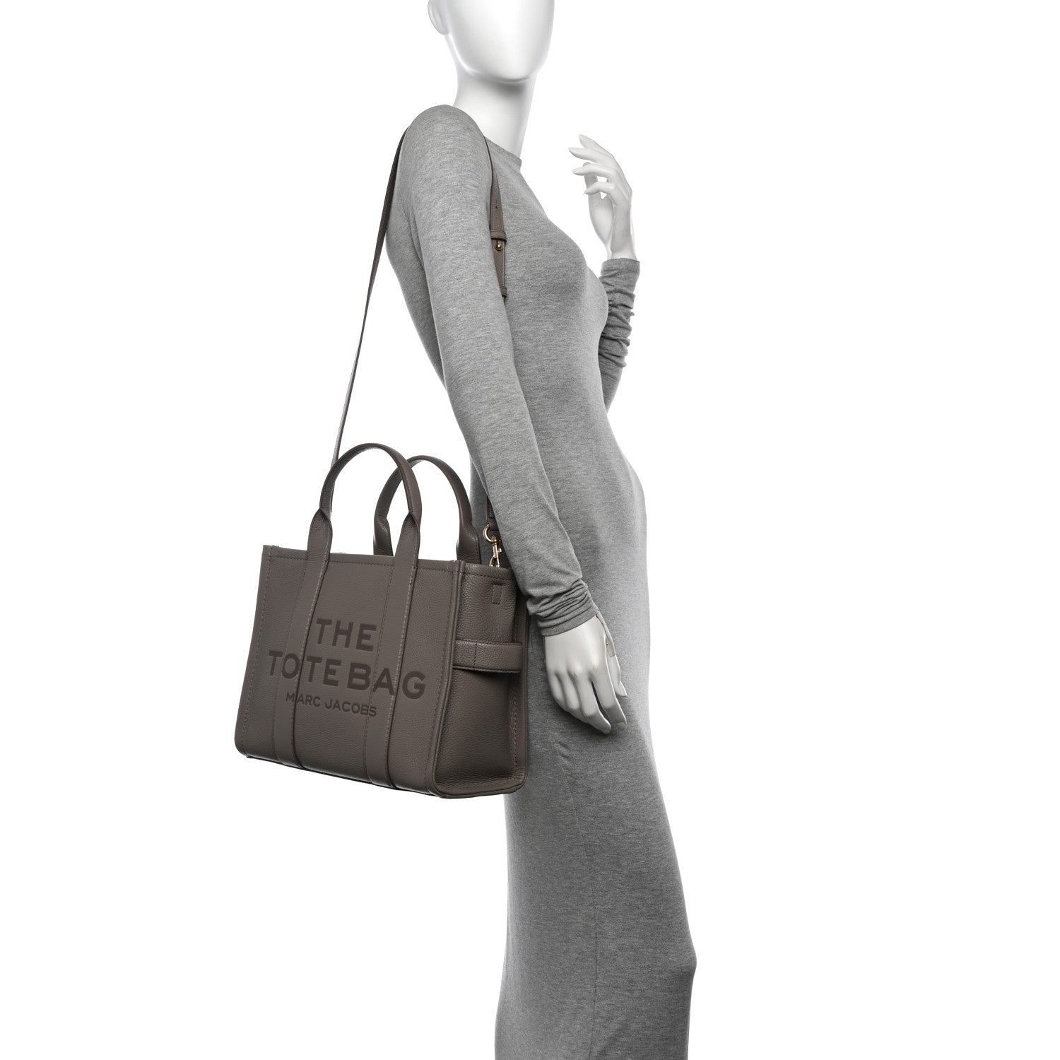 Marc Jacobs Grained Calfskin Medium The Tote Bag Cement 2 of 11